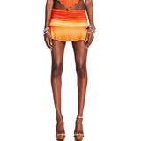 Aesthetic Low Waist Slim Fit Mini Skirt Women Summer Sexy Drawstring Irregular Ruffles Hem Short Skirt E-girl