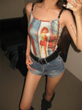 2024 New Retro Fashion Printing Foundation Hanging Neck Slings Hot Girls Pure Desire To Put On The