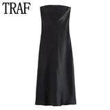 Black Corset Dress Woman Off Shoulder Long Dresses For Women Backless Sexy Satin Dress 2023 Elegant Evening Party