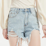 Waist Denim Shorts For Women Fashion Damaged Hole Jean Shorts Slim Streetwear Casual Women Pants Summer 2022