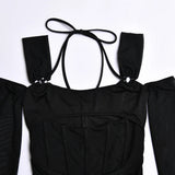 Sexy Backless Mesh Sheer Corset Dress-Outfit