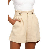 Summer Solid Color High Waist Frill Baggy