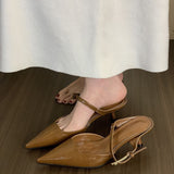 Black High-Heeled Shoes Bag Head Half Slippers Women's Shoes Wear 2025 New Temperament Half-To-Single