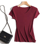 knitted Short Sleeve knitted Sweater Women Spring Summer Slim Basic Solid Casual Base Female knitting shirts 2021