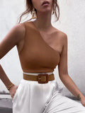 Women Sports Tank Tops Sexy Crop Tops Vest Casual Female One Shoulder Summer Outfits Tops Fitness