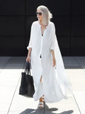 Bikini Cover-ups Long White Tunic Casual Summer Beach Dress Elegant Women Plus Size Beach Wear Swim Suit Cover