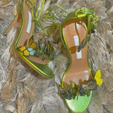 Butterfly 2025 New Butterfly Cross-Tie With Fine Heel Sandals Female Fish Mouth Open-Slip