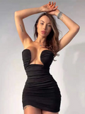 Strapless Mini Black Bodycon Sleeveless 2022 Summer Women Dress Dresses Party Sexy White Off Shoulder Clothes