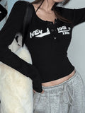 Y2K Long Sleeve Ribbed Knit Crop Top- Outfit