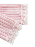 Women Off Shoulder Sweaters Long Sleeve Lace Patchwork Knitted Ribbed Pullovers Front Bow Jumpers Top Streetwear