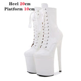 Custom Colors 8 Inch High Heel Platform Pole Dancing Ankle Boots Women Shoes Sexy High 17 20 CM Nightclub Zipper Lace-up