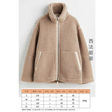 Women's Autumn And Winter Fashion Colliding Splicing Lead Resin Zipper To Keep Warm Imitation Lamb