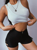 Zingj Women's Asymmetrical Solid Color Vest Two Sets Of Summer Clothes Casual Pleated Top-Outfit