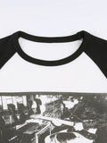 graphic raglan long sleeve crop