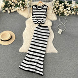 Zingj And Summer Pure Desire Gentle Wind Temperament Suit Female Hollow Out Sleeveless Short Vest Fishtail Skirt Two