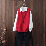 neck knitted waistcoat women's college style pullover waistcoat spring and autumn new woolen vest Korean loose