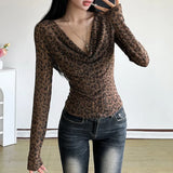 Autumn And Winter New Women's Fashion Retro Hot Girls Collar Hole Printing Bottom