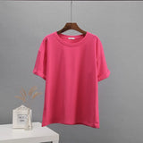 Summer Cotton Sets Women Casual Two Pieces Short Sleeve T Shirts and High Waist Short Pants Solid Outfits