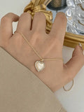 Rhinestone Edge Heart Pendant Necklace- Outfit