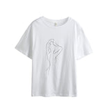 Summer T-shits Woman Girls Printing Abstract T-shirts Casual Short Sleeve 100% Cotton Tops