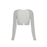 Autumn Sexy Tight Full Sleeve Tops T Shirt Navel Hanging Neck Vest Tank + High Waist Hip Mini Skirt Set