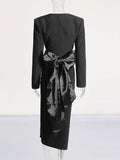 Fashion Premium Set 2025 New Solid Colored Rounded Collar With Dress + Sexy High Waist Open Fork