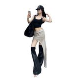 Women's Dress 2025WISH Summer New Street Fashion Solid Color Irregular Body Dress