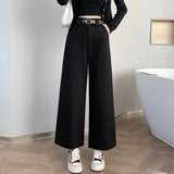 Coffee Color Cargo Pants Children Autumn And Winter 2025 New High Waist Loose Small Nine Points Straight Tube Narrow Version Wide Leg Pants-Outfit