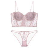 Women's Underwear Set Bra Pants Embroidery Lace Steel Rubber Bone Push Up Bras French Sexy Prevent Sagging Lingerie