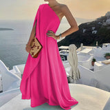 Spot 2025 Summer New Women's Wear Temperament Fashion Pure Color Loose One-Shoulder Long