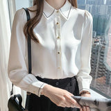 Women White Tops and Blouses Fashion Stripe Printed Casual Long Sleeve Office Lady Work Shirts Female Slim Blusas