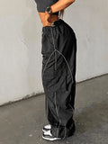 Contrast Piping Flap Pocket Cargo Pants- Outfit