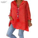 Summer Women Blouses Long New Boho Dot Long Sleeve Loose Lady Fashion Casual Blouse Shirts Top Blusas Mujer de