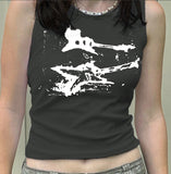 Zingj Doodle Color Print Thread Sleeveless Vest Spring / Summer 2023 New Diablo Hipster Skinny