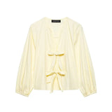 Women's Clothing 2025 New Fashion Temperament With Bow Shirt