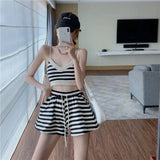 Short Sets Women Summer Vest French Tight-fitting Short Sexy Hot Girl Strapless Base Suspenders Sleeveless Crop