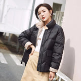 New Women White Duck Down Jacket Winter Stand Collar Loose Down Coat Female Warm Short Snow