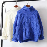Women Pullovers Knitwear 2019 Winter Thick Casual Female Knitted Tops Pull Jumpers Oversized Woman Twist Warm