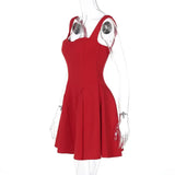 Solid Strap Flare Mini Dress- Outfit