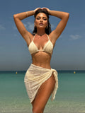 2024 Solid Color Sexy New Three-Piece Mesh Three-Piece Set Swimsuit Swimsuit