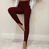 Ribbed Knit Leggings Women High Waist Cotton Fitness Basic Pants Casual Spring New All-Match Female Skinny