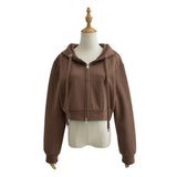 Zingj Trend Women's Lazy Wind Hooded Hoodie Autumn And Winter New Loose Casual Double Zipper Long-Sleeved Cardigan