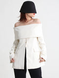 Zingj Collar Off-The-Shoulder Small Suit 2024 Spring And Autumn New Fashion Design Sense Long Sleeve Texture Coat