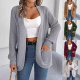 Shooting 2025 Autumn And Winter Leisure Pocket Long-Sleeved Knitted Sweater Cardigan Jacket Explosion Women's