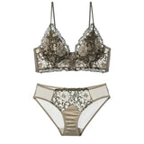 Sexy Embroidery Lace Bra Set Women Lingerie French Wireless Bralette Push Up Brassiere Female Underwear Bra and Panty