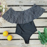 Sexy Ruffle Women Swimwear One Piece Floral Print Swimsuit Push Up Monokini Bodysuit Print Swim Suit Bathing Suit