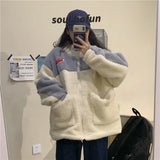 Teddy Bear Fur Oversize Hoodies Harajuku Women Winter Bomber Jacket Faux Lambs Fur Coat Fleece Plus Size
