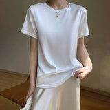 Zingj Summer Women's T-Shirt New Super Soft Bat Sleeve Simple Short-Sleeved Women's Top Bottom With Sleeveless Vest-Outfit