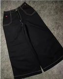 Trendy Hip-Hop Printed Jeans For Men And Women High Street Tide Brand Casual Loose Straight Wide-Legged