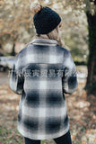 Autumn And Winter City Casual Shirt Long Sleeve Lapel Loose Type Women's Woolen Plaid Coat Two Wear-Outfit